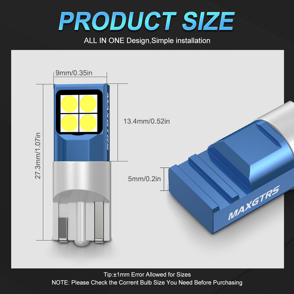 2개 T10 LED 램프 W5W 168 194 LED  - Actinic Blue Led 리뷰 및 가격